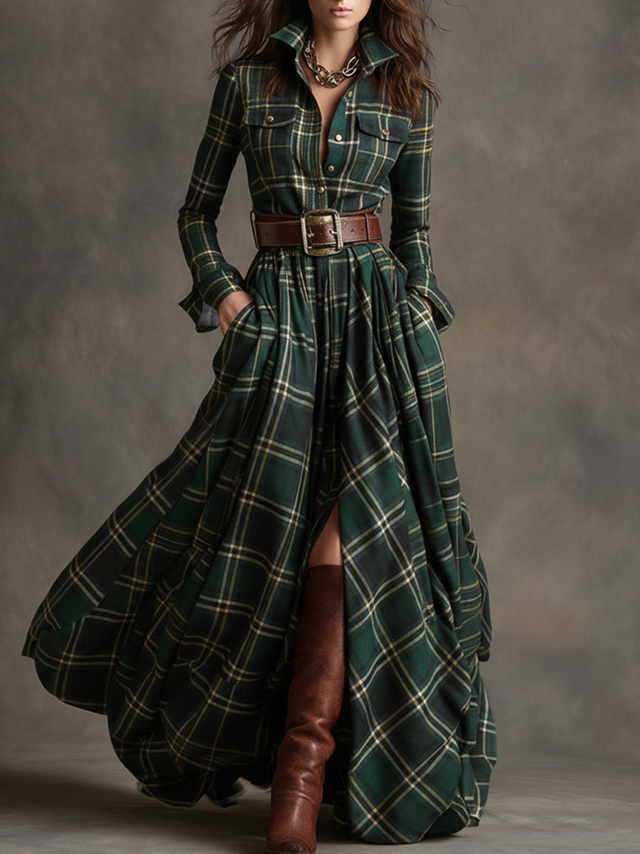 Giulietta – Maxi Checked Shirt Dress with Belt