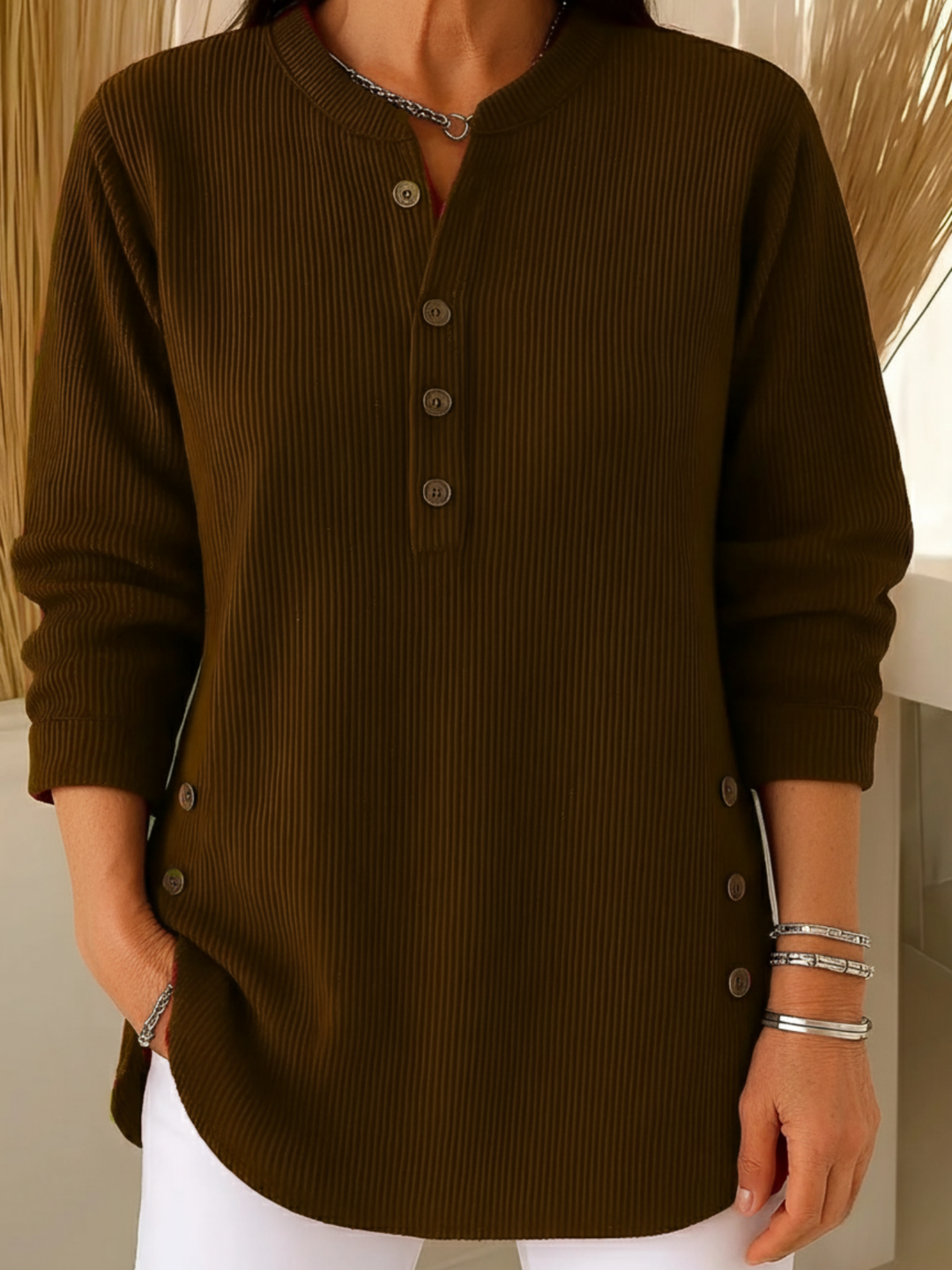 Lunelisse - Soft Sweater with Elegant Buttons