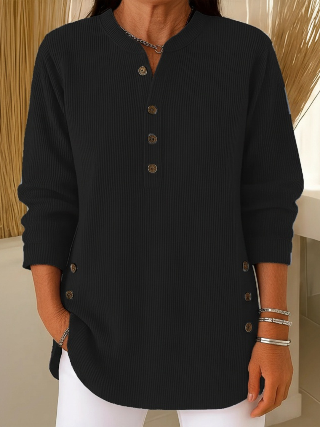 Lunelisse - Soft Sweater with Elegant Buttons