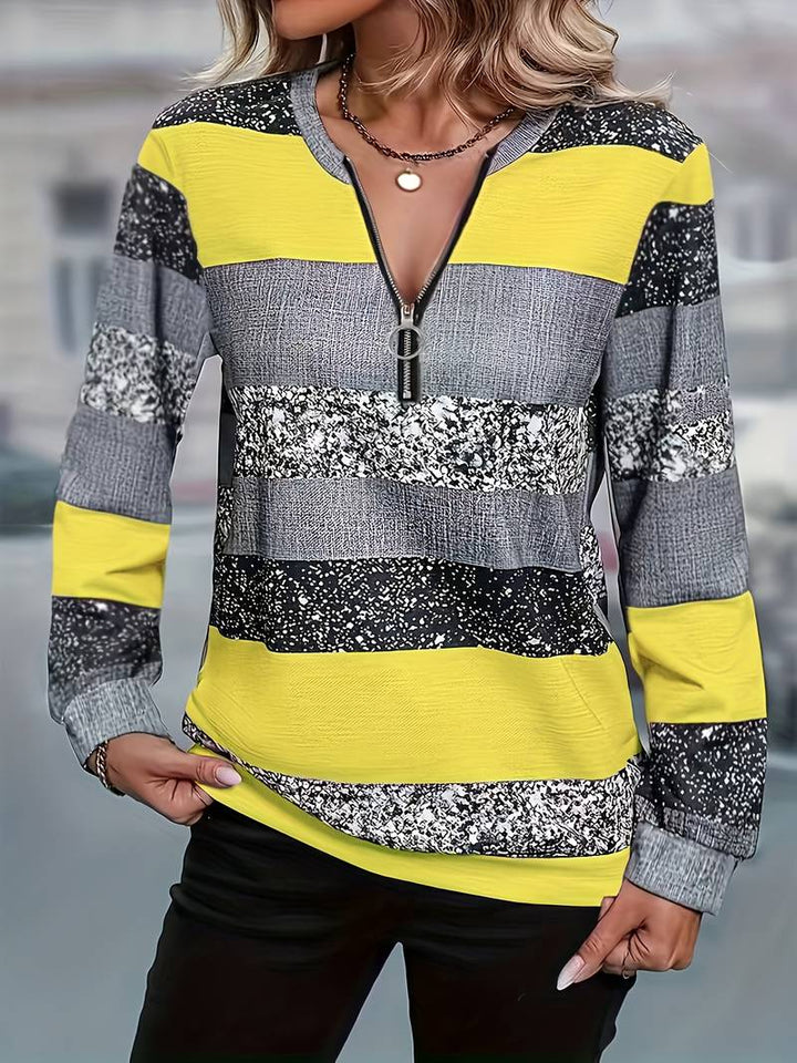 Brisalyne - Casual Striped Zip-Up Sweater