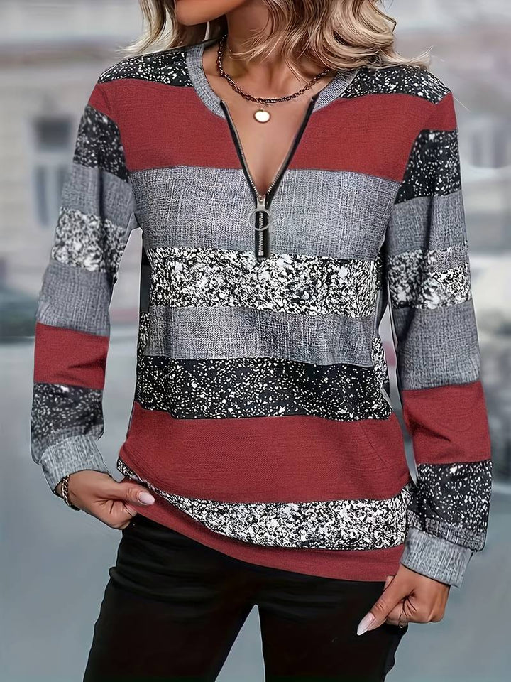 Brisalyne - Casual Striped Zip-Up Sweater