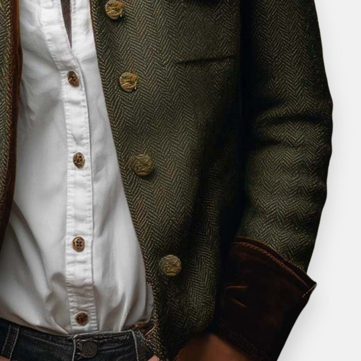 Darmae™ – Elegant tweed jacket with velvet details
