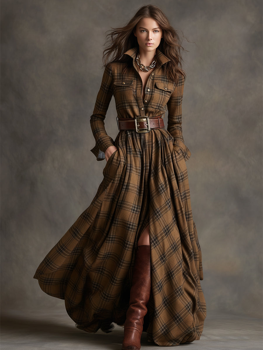 Giulietta – Maxi Checked Shirt Dress with Belt