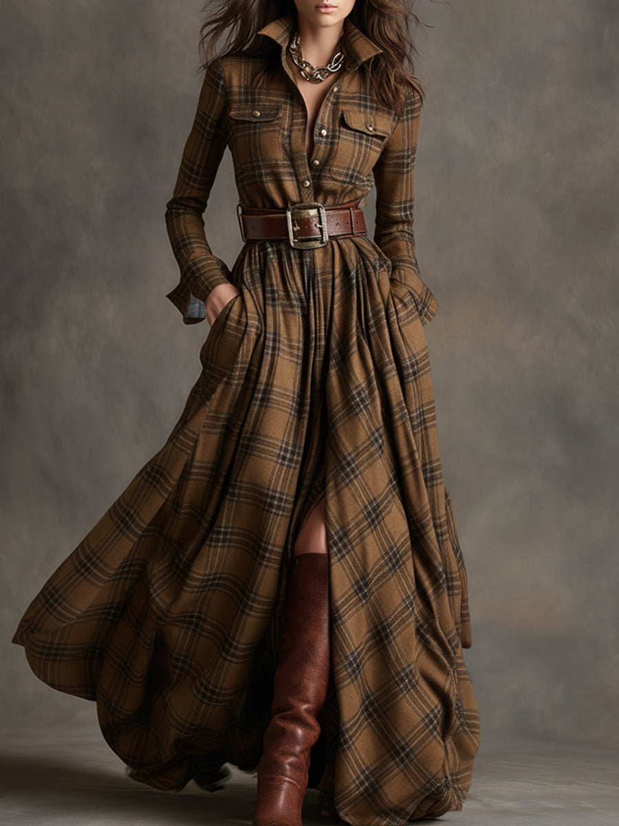 Giulietta – Maxi Checked Shirt Dress with Belt