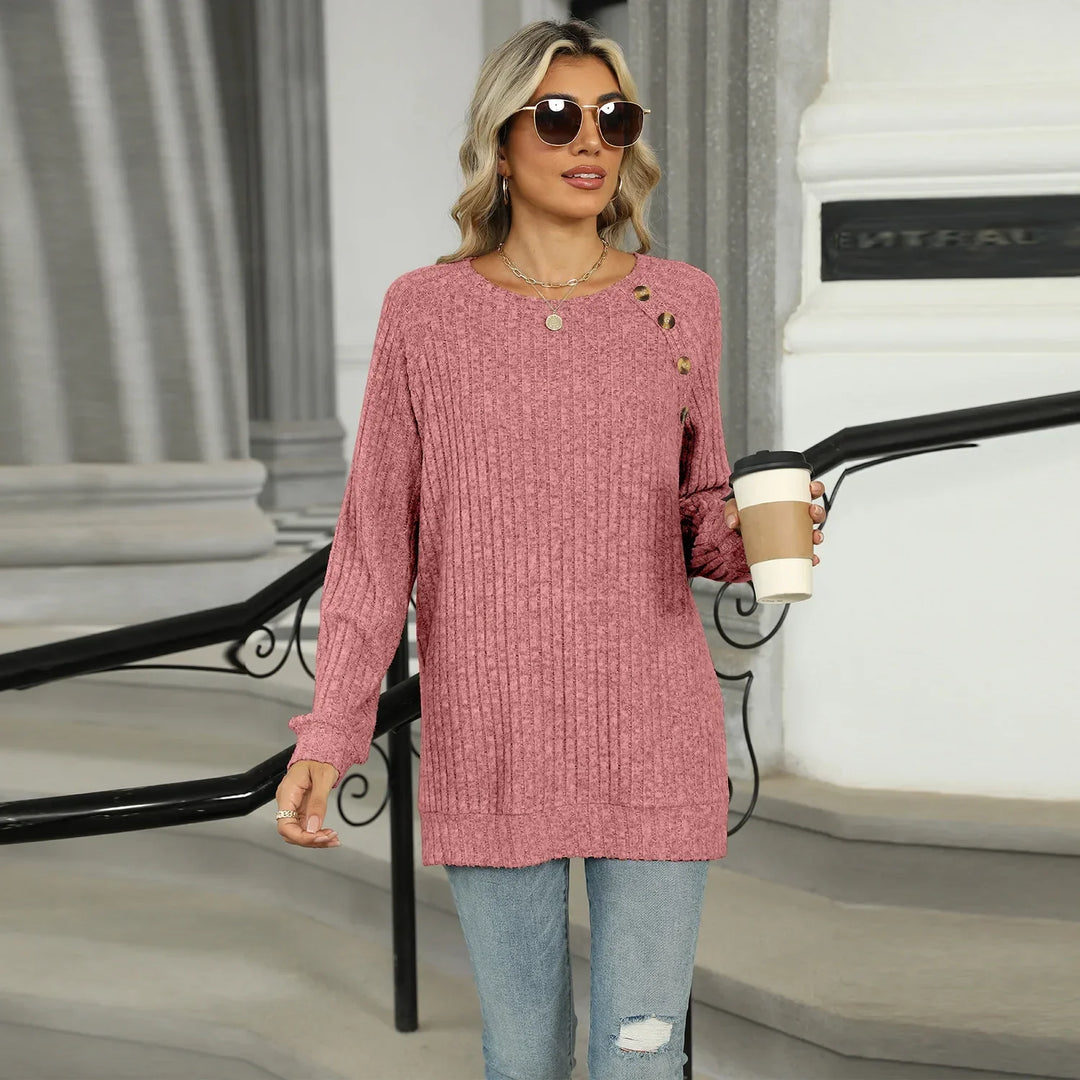 Aline - Elegant women's sweater with decorative buttons