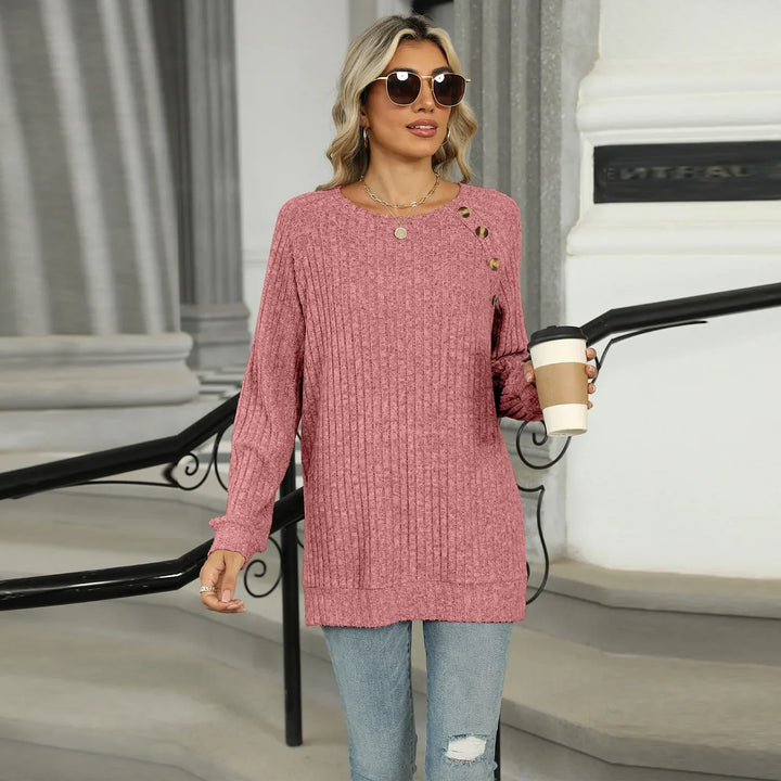 Aline - Elegant women's sweater with decorative buttons
