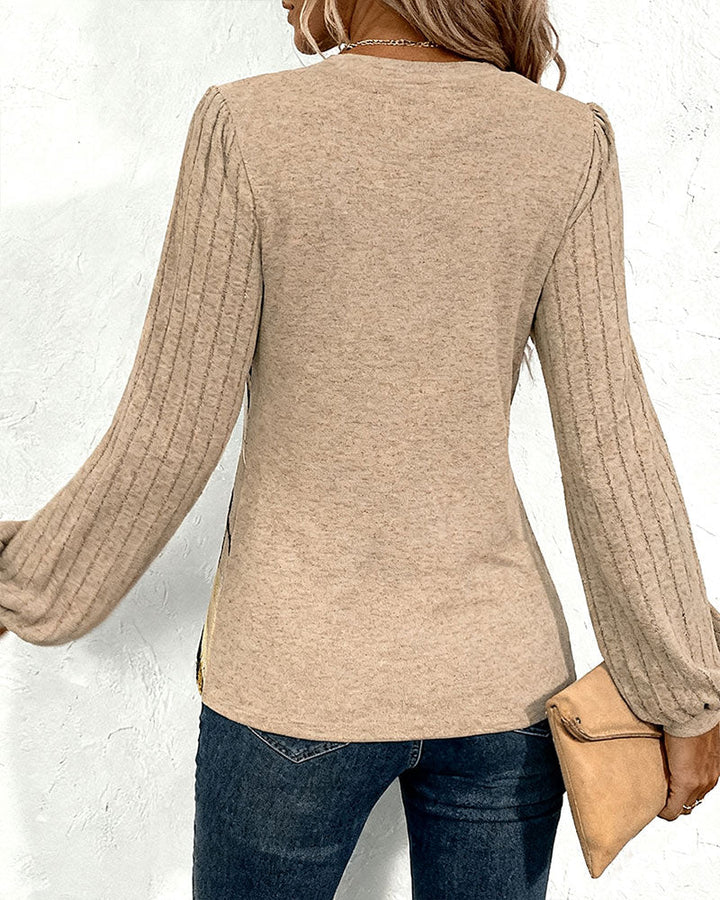 Briavine - Elegant Striped Blouse with Puffed Lantern Sleeves