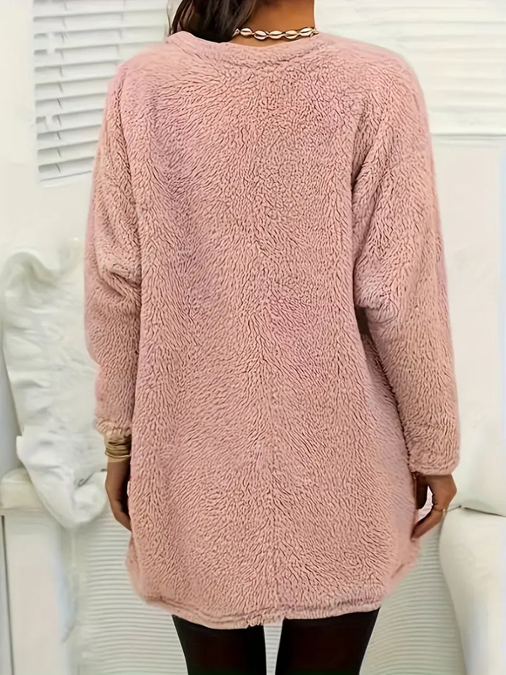 Patrice - Colorful Heart Fleece Sweatshirt with Pockets