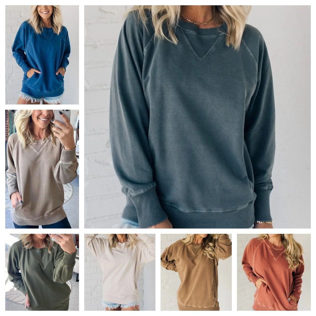 Michele - Chic Sweater with Ribbed Pockets for Women