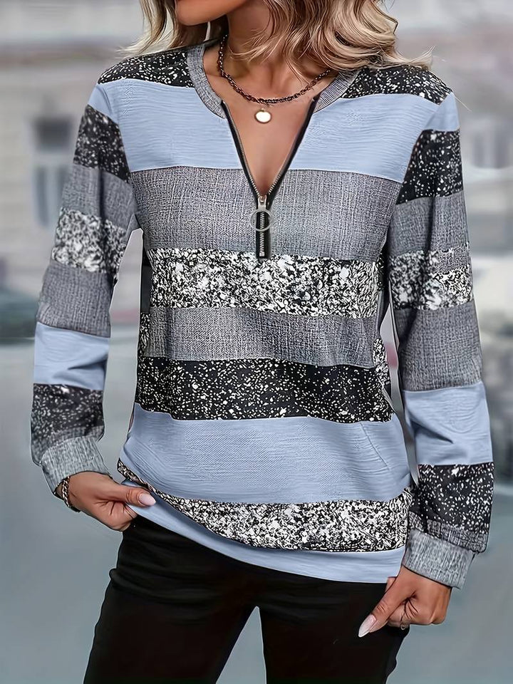 Brisalyne - Casual Striped Zip-Up Sweater