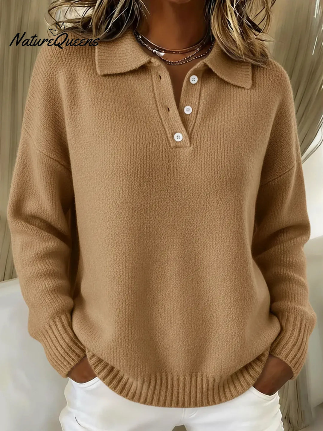 Irivana - Classic Long Sleeve Polo Neck Sweater