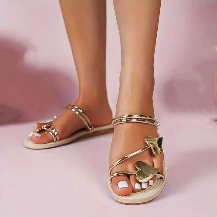Isaline - Heart-Shaped Open Toe Flat Orthopedic Sandals