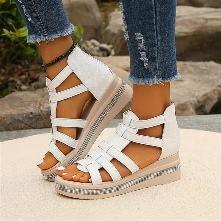 Amira - Rhinestone Wedge Heel Sandals